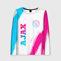 Лонгслив женский Ajax neon gradient style вертикально, цвет: 3D-принт