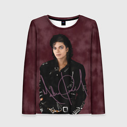 Женский лонгслив Michael Jackson на бордовом фоне