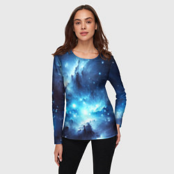 Лонгслив женский Космический голубой пейзаж, цвет: 3D-принт — фото 2