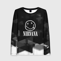 Лонгслив женский Nirvana текстура рок, цвет: 3D-принт