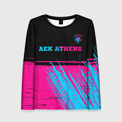 Лонгслив женский AEK Athens - neon gradient посередине, цвет: 3D-принт