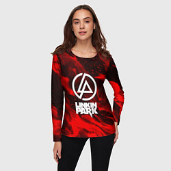 Лонгслив женский Linkin park красный огонь, цвет: 3D-принт — фото 2