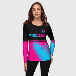 Лонгслив женский Chelsea - neon gradient посередине, цвет: 3D-принт — фото 2