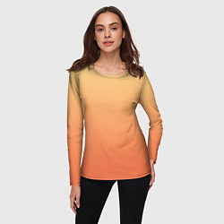 Лонгслив женский Градиент солнечный жёлто-оранжевый приглушённый, цвет: 3D-принт — фото 2