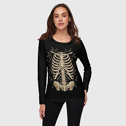 Лонгслив женский Скелет на груди, цвет: 3D-принт — фото 2