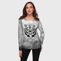 Лонгслив женский Злой медведь на текстурном фоне, цвет: 3D-принт — фото 2