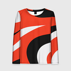 Лонгслив женский Геометрические волнистые абстрактные волны белые к, цвет: 3D-принт