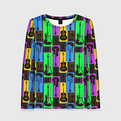 Лонгслив женский Красочные гитары, цвет: 3D-принт