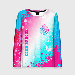 Лонгслив женский Club Brugge neon gradient style вертикально, цвет: 3D-принт