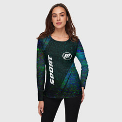 Лонгслив женский Lifan sport glitch blue, цвет: 3D-принт — фото 2