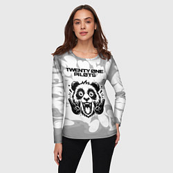 Лонгслив женский Twenty One Pilots рок панда на светлом фоне, цвет: 3D-принт — фото 2