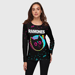 Лонгслив женский Ramones - rock star cat, цвет: 3D-принт — фото 2