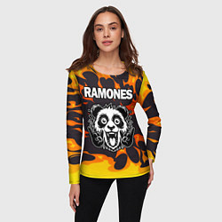 Лонгслив женский Ramones рок панда и огонь, цвет: 3D-принт — фото 2