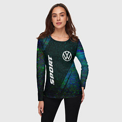 Лонгслив женский Volkswagen sport glitch blue, цвет: 3D-принт — фото 2