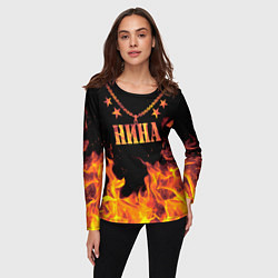 Лонгслив женский Нина - имя в огне, цвет: 3D-принт — фото 2