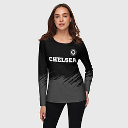 Лонгслив женский Chelsea sport на темном фоне посередине, цвет: 3D-принт — фото 2