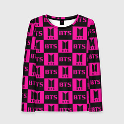 Женский лонгслив BTS pattern pink logo
