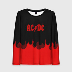 Лонгслив женский AC DC fire rock steel, цвет: 3D-принт