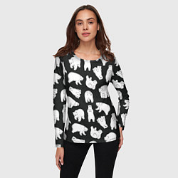 Лонгслив женский Узор белые медведи, цвет: 3D-принт — фото 2
