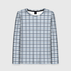 Женский лонгслив Светлый бело-синий паттерн клетчатый