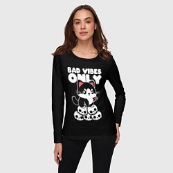 Лонгслив женский Кот - только плохие предчувствия, цвет: 3D-принт — фото 2