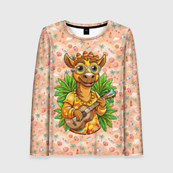 Женский лонгслив Жираф играет на гитаре