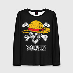 Лонгслив женский One piece - череп и кости, цвет: 3D-принт