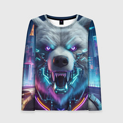 Лонгслив женский Cyber bear - neon glow, цвет: 3D-принт