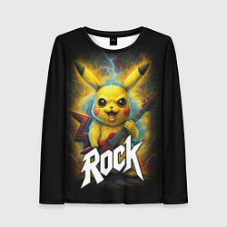 Женский лонгслив Пикачу рокер с электрогитарой
