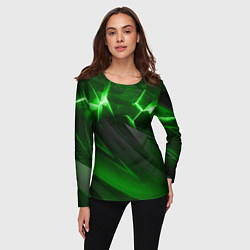Лонгслив женский Яркая зеленая объемная абстракция, цвет: 3D-принт — фото 2