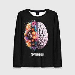 Женский лонгслив Открой разум: мозг с цветами - Open mind