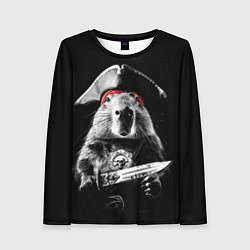 Лонгслив женский Капибара с пиратским ножом, цвет: 3D-принт