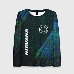 Лонгслив женский Nirvana glitch blue, цвет: 3D-принт