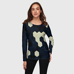 Лонгслив женский Соты абстракция, цвет: 3D-принт — фото 2