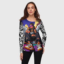Лонгслив женский Городской ангел - urban style, цвет: 3D-принт — фото 2