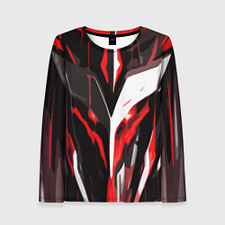 Лонгслив женский Красно-белый абстрактный демонический шлем, цвет: 3D-принт