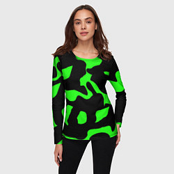 Лонгслив женский Зелёный камуфляж милитари, цвет: 3D-принт — фото 2