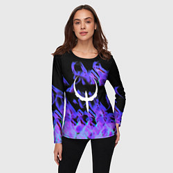 Лонгслив женский Квейк неоновый огонь, цвет: 3D-принт — фото 2