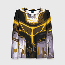 Лонгслив женский Yellow stripes on a black and white background, цвет: 3D-принт