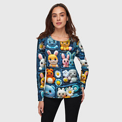 Лонгслив женский Пэчворк с зайцами, цвет: 3D-принт — фото 2