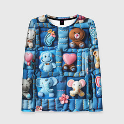 Лонгслив женский Слоники на пэчворк, цвет: 3D-принт