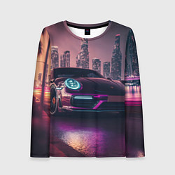 Лонгслив женский Porshe ночной город, цвет: 3D-принт
