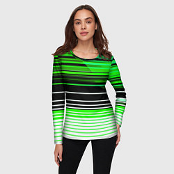 Лонгслив женский Разноцветные вертикальные линии, цвет: 3D-принт — фото 2