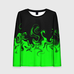 Женский лонгслив Абстрактный зеленый огонь