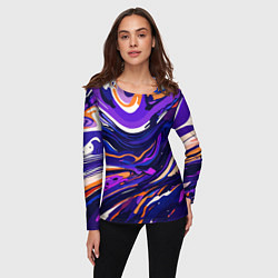 Лонгслив женский Разноцветная абстракция разводов, цвет: 3D-принт — фото 2