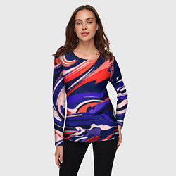 Лонгслив женский Абстракция разводов разноцветная, цвет: 3D-принт — фото 2