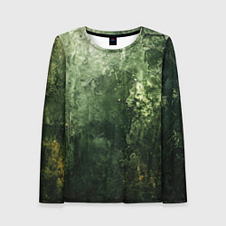 Лонгслив женский Зеленый камуфляж с эффектом старины, цвет: 3D-принт