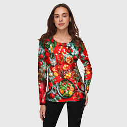 Лонгслив женский Новогодний праздничный стол, цвет: 3D-принт — фото 2