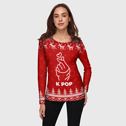 Лонгслив женский Новогодний K Pop с оленями, цвет: 3D-принт — фото 2