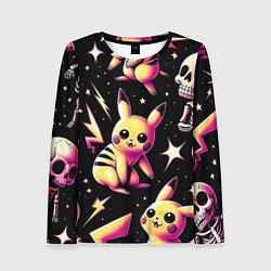 Женский лонгслив Pikachu and skeletons - pattern